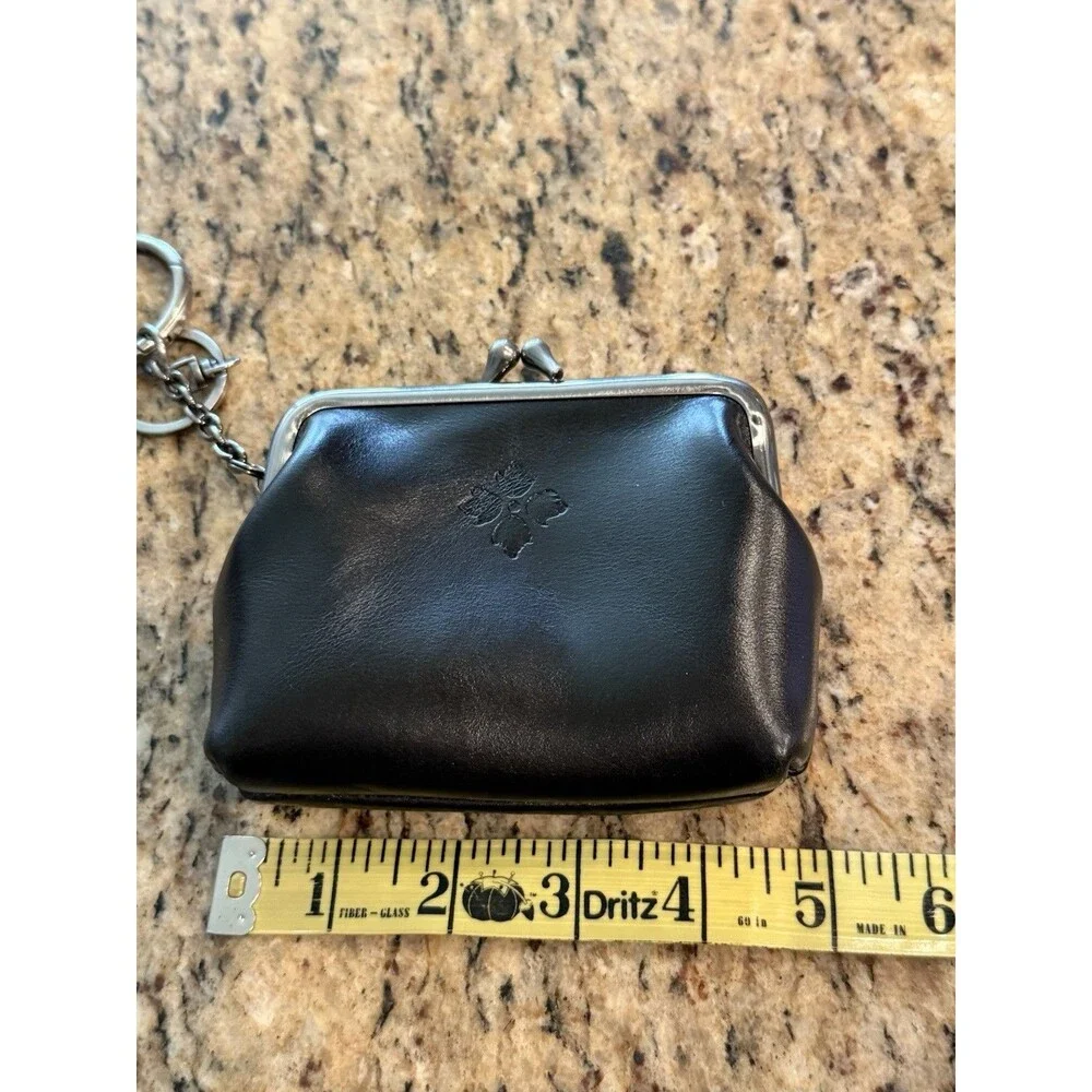 Patricia Nash Borse Black Leather Kisslock Coin Purse Pouch RFID
